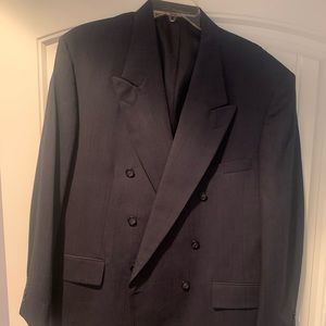 Blue suit with light striped pattern